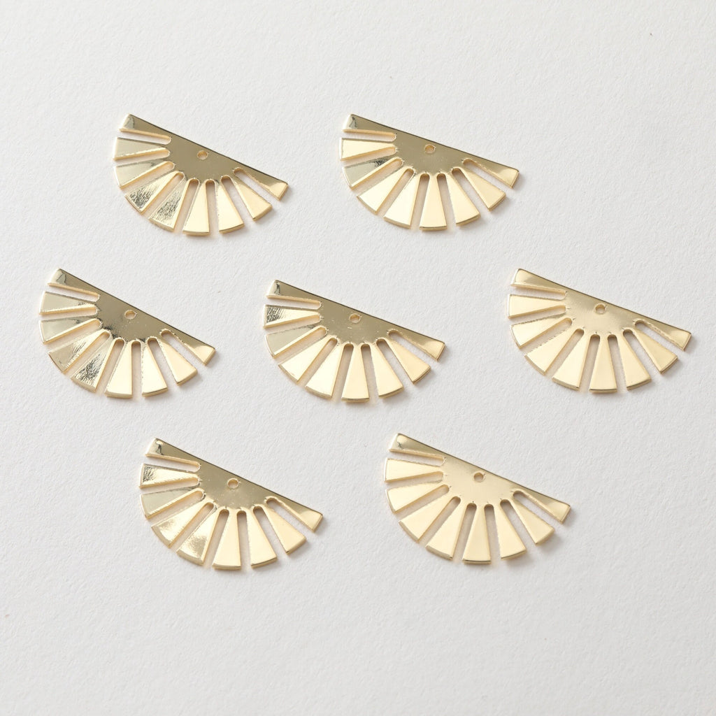 10pcs Gold Fan Shape Charms, 14K Gold/Silver Plated, Dainty Fan Shape Pendant, Bracelet Making Pendant JH021-D0021