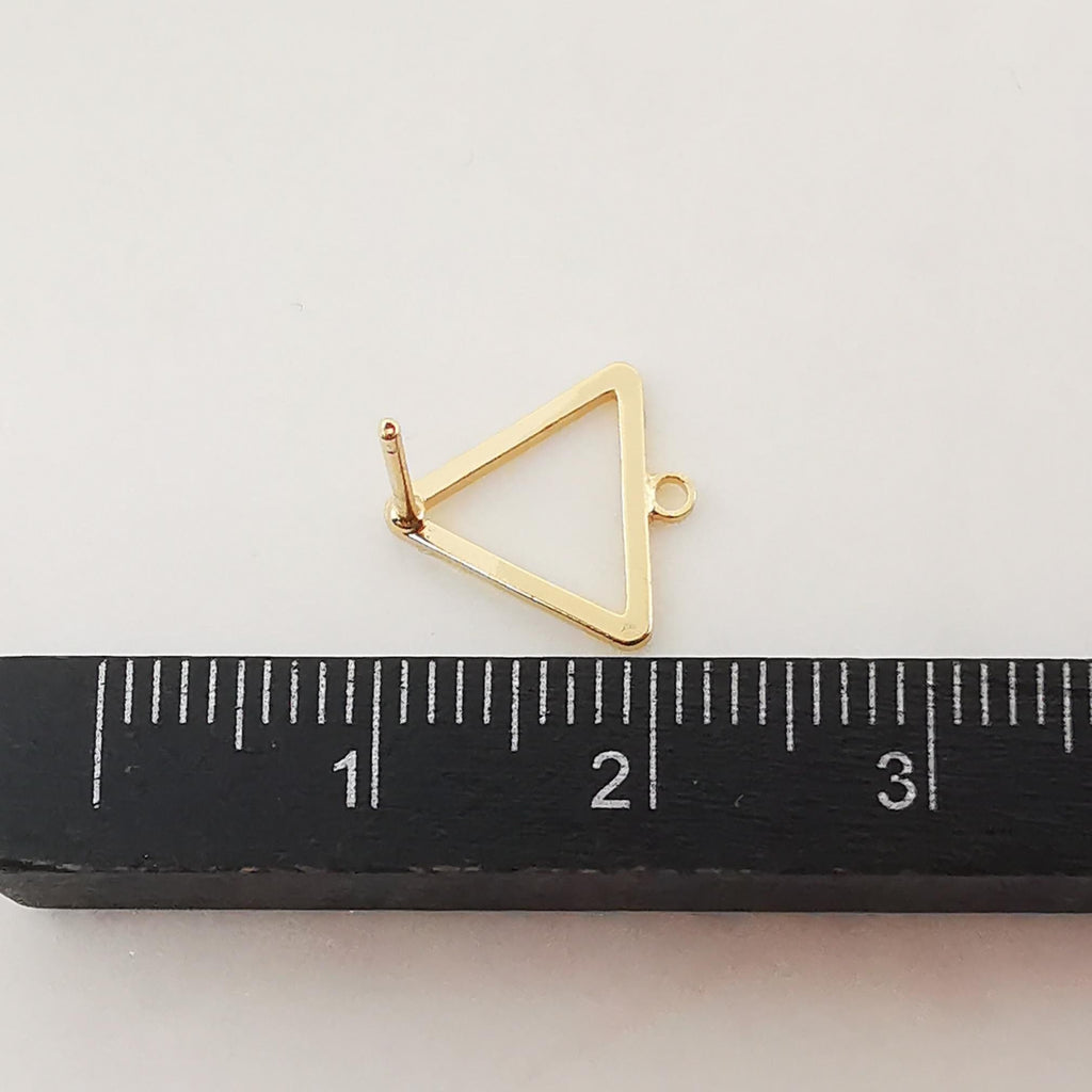 4pcs 14K Gold Triangle Post With Loop, Openwork Triangle Stud Earring Nickel Free, 12x10mm, Hypoallergenic Earring Findings Z075