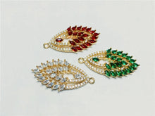 Load image into Gallery viewer, CZ Pave Oval Charm, Cubic Zircon Crystal Pendant, Bracelet Necklace Pendant, 14K Real Gold Plated, Jewelry Findings STG027-F126