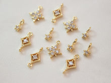 Load image into Gallery viewer, Tiny Star Charms,  Crystal Cubic Pave Star Pendant, 18K Gold Plated, Necklace Making Star Charms, Jewelry Findings GZ421