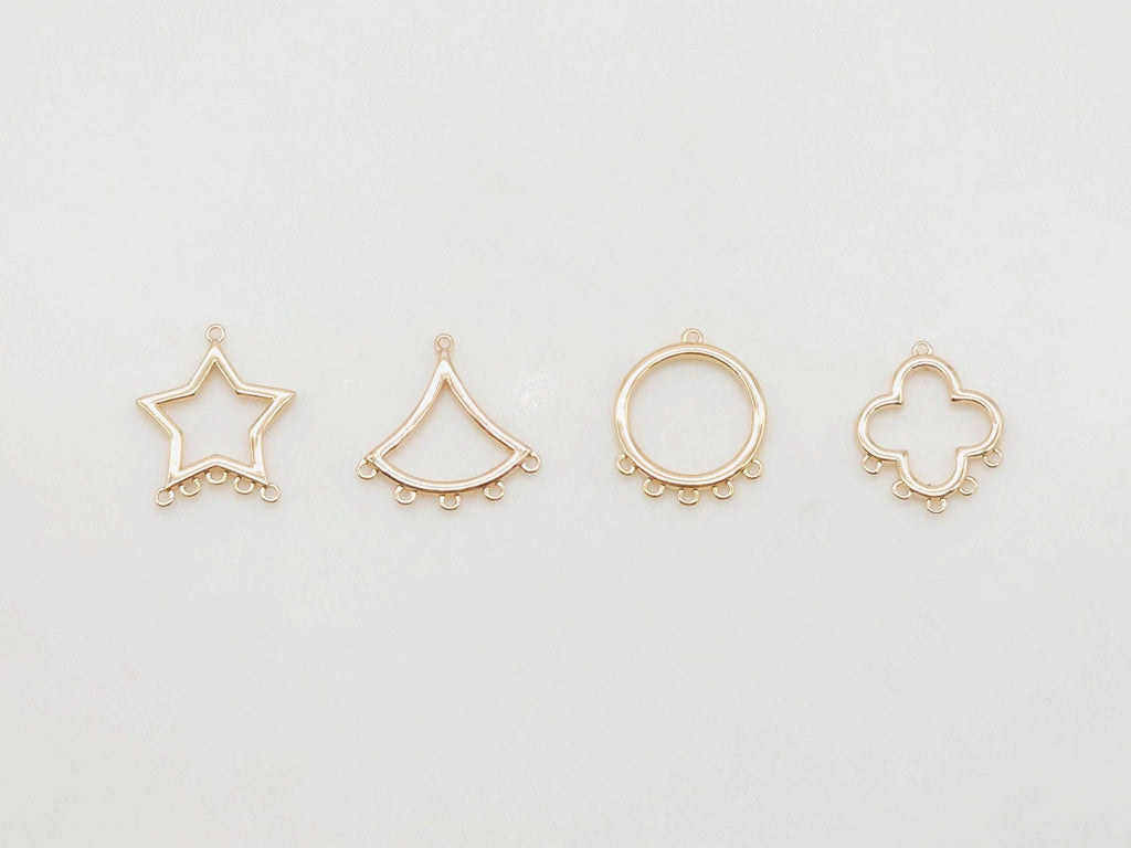 Conector geométrico, redondo, estrella, abanico y hoja, chapado en oro de 18 quilates, dijes, accesorios de joyería de 16 mm ZX079