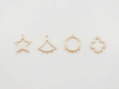 Conector geométrico, redondo, estrella, abanico y hoja, chapado en oro de 18 quilates, dijes, accesorios de joyería de 16 mm ZX079