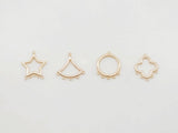 Conector geométrico, redondo, estrella, abanico y hoja, chapado en oro de 18 quilates, dijes, accesorios de joyería de 16 mm ZX079