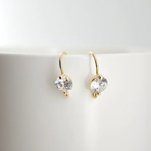 Load image into Gallery viewer, 18K Gold Plated Ear Wires, Round Cubic Pave Earring Hooks, Nickel Free, Fish Hooks, Ear Wires for Jewelry Making D0171