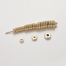 Load image into Gallery viewer, 20pcs- 14K Gold Donut Spacer Beads, Tone Rondelle Spacer Beads, 4mm,5mm,6mm, Bracelet Making, Jewelry Finding SC022