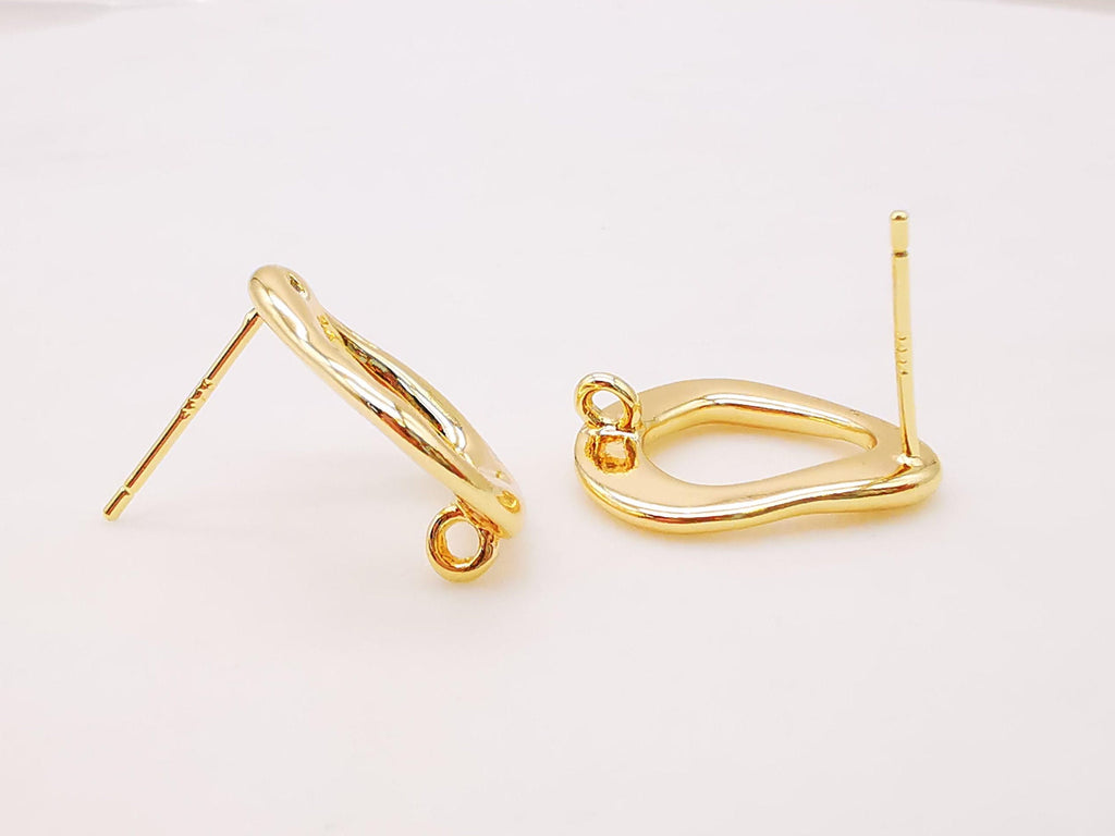 4pcs Gold Teardrop Earring Post With Loop, S925 Silver Ear Pin Nickel Free Earrings, Ear Stud Loop, Hypoallergenic Earring Findings Z045