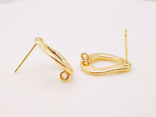 Load image into Gallery viewer, 4pcs Gold Teardrop Earring Post With Loop, S925 Silver Ear Pin Nickel Free Earrings, Ear Stud Loop, Hypoallergenic Earring Findings Z045