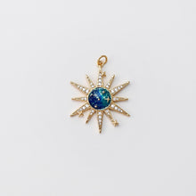 Load image into Gallery viewer, Enamel Round Deer Antler Charms, Sun, North Star, Malachite Blue Moose Pendant, 18K Gold Plated, Necklace Making Charms, Jewelry Findings