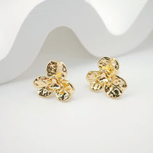 Load image into Gallery viewer, 4PCS Flower Earring Post, 18K Real Gold Plated Brass Stud Earring With Loop, S925 Silver Ear Stick, Nickel Free, Earring Finding ZX098