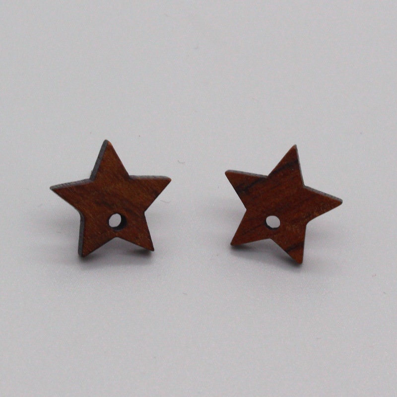 4PCS Wood Earrings, Star Pentagram Geometric Wooden Earrings for women, Reclaimed Ash Wood,  Nickel Free, Boho Wood Earring Finding JT915