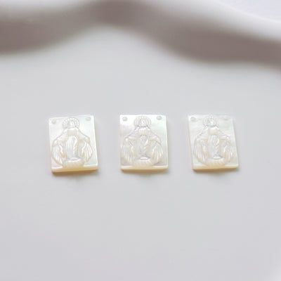 Maria White Mother-of-Pearl, MOP Shell Pendant, Engraved Maria White Nacre, Shell Charm, Rectangular Shell Jewelry Making Findings RY028