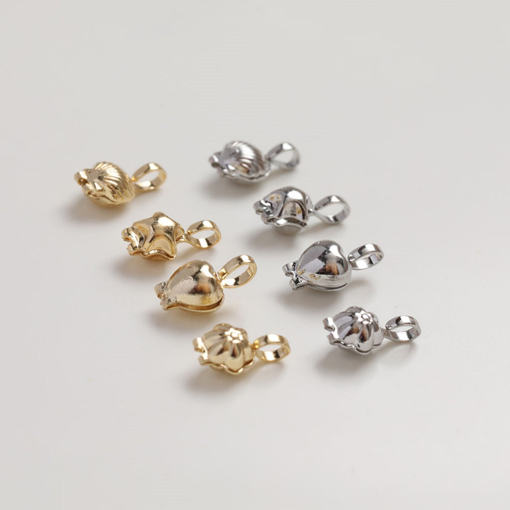 Calottes Crimps, 14K Gold Plated, Shell Pentagram Heart Flower, Bead Ends,  Jewellery Making Findings GZ324