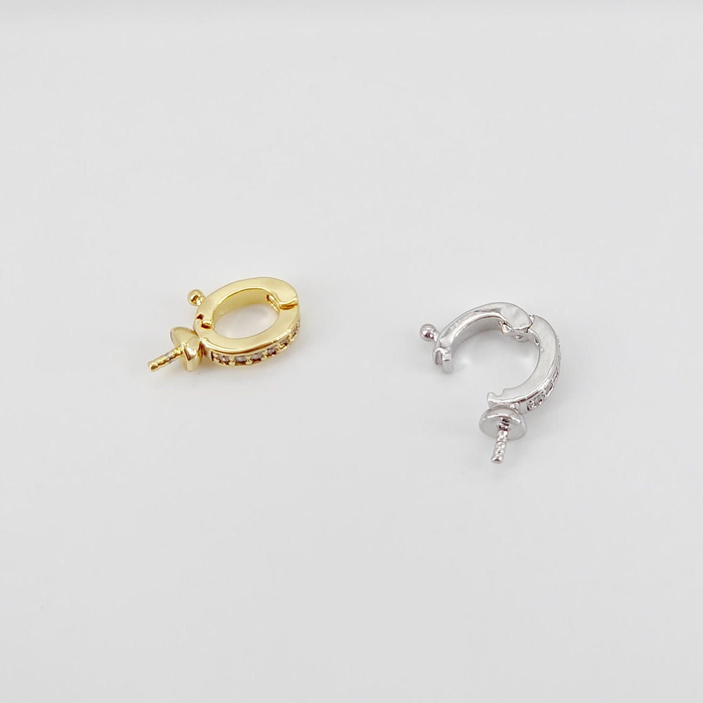 10pcs- 18K Gold Plated Pendant Top with Peg Bail, CZ Pave Pendant Snap on Bails, Clasp Link Connector, Jewelry Making S20713