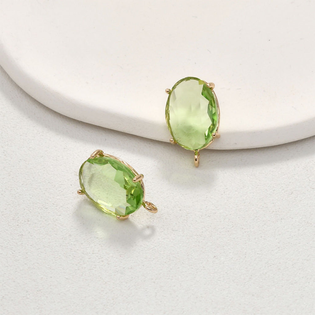 Poste para aretes ovalado con aro, aretes de plata S925 sin níquel, aretes con gemas de cristal, accesorios hipoalergénicos LL149