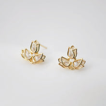 تحميل الصورة إلى عارض المعرض، أقراط على شكل زهرة من الزركونيا المكعبة، مطلية بالذهب مع حلقة، مضادة للحساسية، أدوات يدوية الصنع، لوازم صنع الأقراط بنفسك D0223