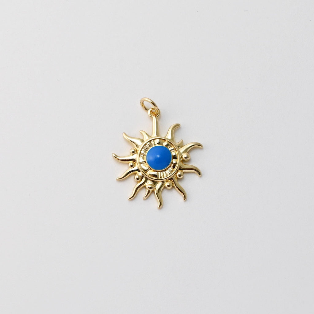 Sun Pendant, Enamel Sunshine Charms, 18K Gold Plated Sun Charms, For Bracelet And Necklace Making, Jewelry Findings S1412