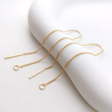 Load image into Gallery viewer, 10 Pairs- 14K Gold Plated Ear Threader, 60mm Threader Earrings, 0.6x0.8mm Flat Chain Wire, Chain Earrings, Z088