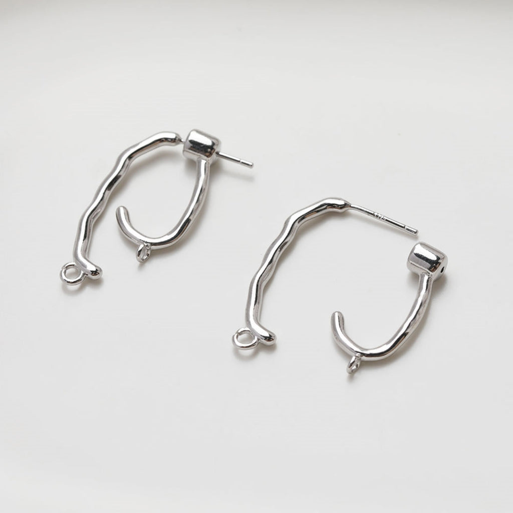 Pendientes de botón con forma geométrica irregular, oro/plata de 14 quilates, pasador de plata S925 sin níquel, aretes circulares con aro GE104