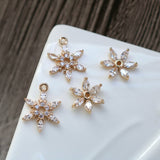 CZ Flower Charm, Cubic Zircon Crystal Flower Pendant, CZ Earring Charms,  Real Gold Plated Brass Earring Charms, Jewelry Findings HL036-F151