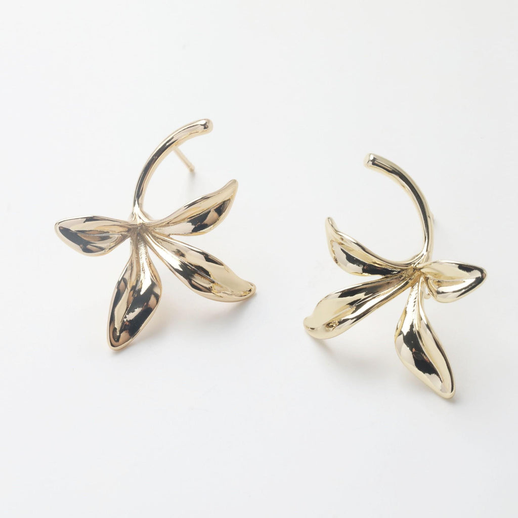 Flower Ear Post With Loop, S925 Silver Ear Pin Nickel Free Earrings, Gold/Silver Ear Stud, Hypoallergenic Earring Findings GZ719