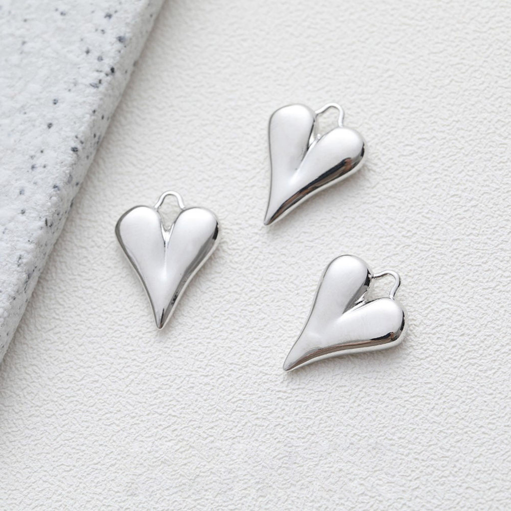 Gold Heart Charms, 18K Gold, Matte Gold, Silver Plated, Love Pendant, Necklace Making Pendants, Jewelry Findings GZ211