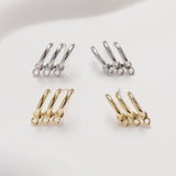 قرط أذن بثلاث حلقات، ذهب/فضة عيار 14 قيراط، أقراط فضة S925 خالية من النيكل، قرط أذن دائري بحلقة GZ121-D0471