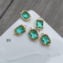 Load image into Gallery viewer, 10pcs Rectangular Connector, Cubic Zircon Crystal Pendant, Bracelet Necklace Pendant, 14K Real Gold Plated, Jewelry Findings HL024-F054