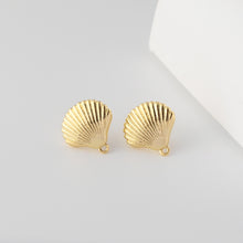 تحميل الصورة إلى عارض المعرض، أقراط صدفية مع حلقة، مطلية بالذهب عيار 18 قيراطًا، خالية من النيكل، أقراط أذن مضادة للحساسية، D0350
