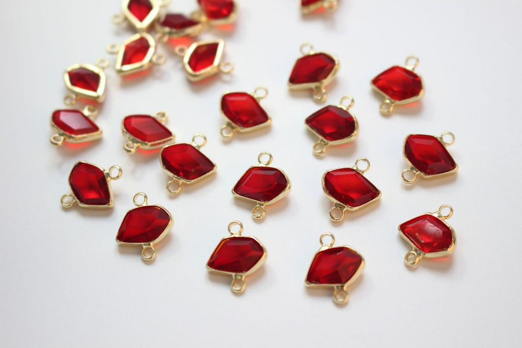 10pcs Irregular Shape Crystal Connector, Glass Connector, Glass Pendant, 18K Gold Plated, Jewelry Findings ZZ006