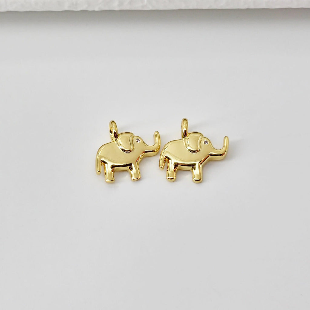 Elephant Pendant, 18K Gold Plated Brass Animal Charm, Bracelet Necklace Making Charm, Jewelry Findings S20707