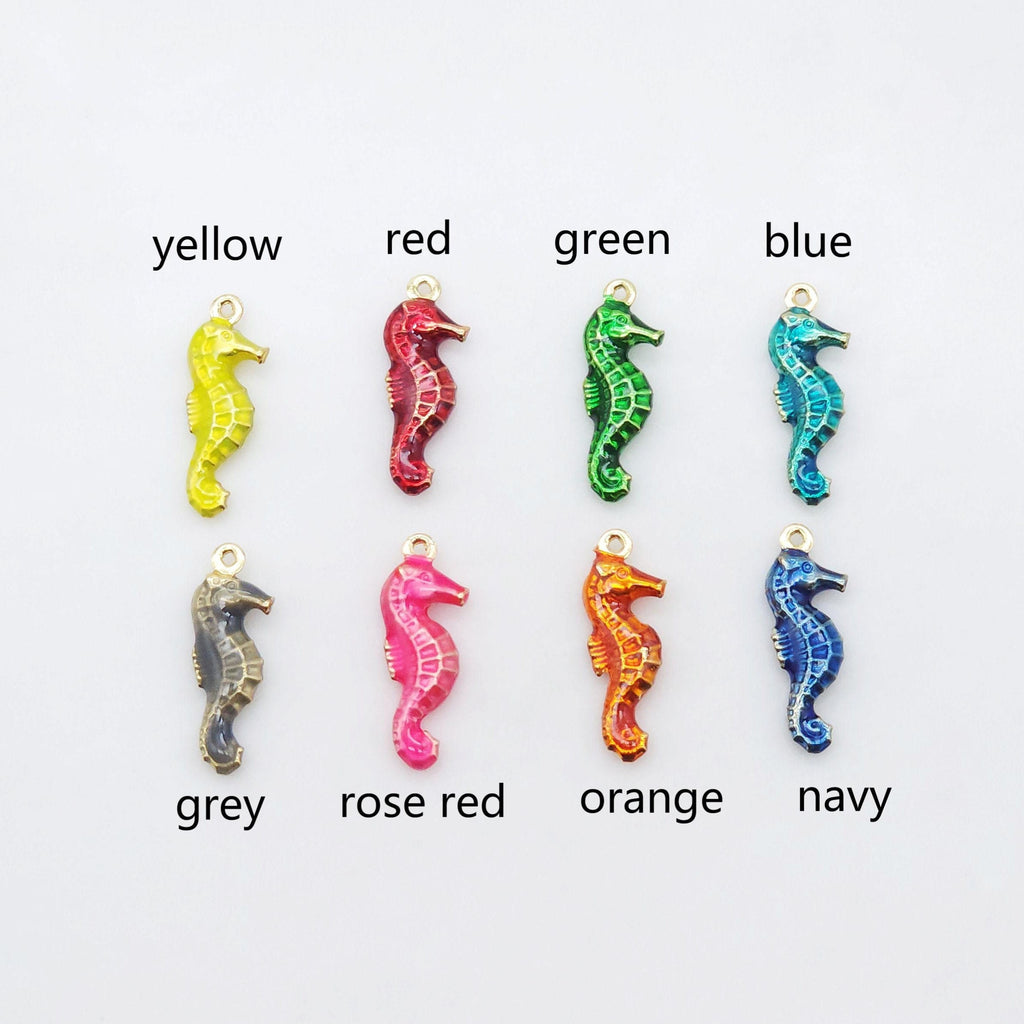 Enamel Seahorse Charms, 18K Gold Plated Charms, Seahorse Pendant for Necklace Jewelry Findings S20516