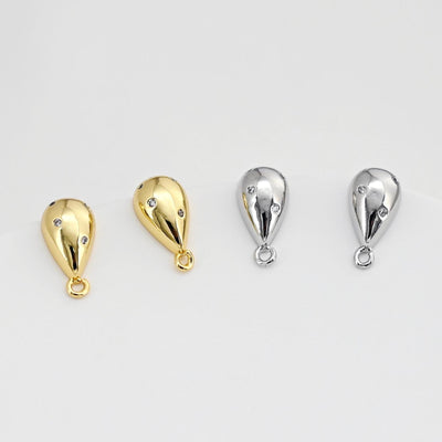 Drop Earring Post with loop, 18K Gold Plated, Nickel Free Earrings, Teardrop Shaped Ear Stud, Jewelry Making Findings D0400