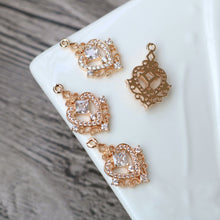 Load image into Gallery viewer, 10pcs CZ Pave Heart Charm, Cubic Zircon Crystal Pendant, Bracelet Necklace Pendant, 14K Real Gold Plated, Jewelry Findings HL102-F105