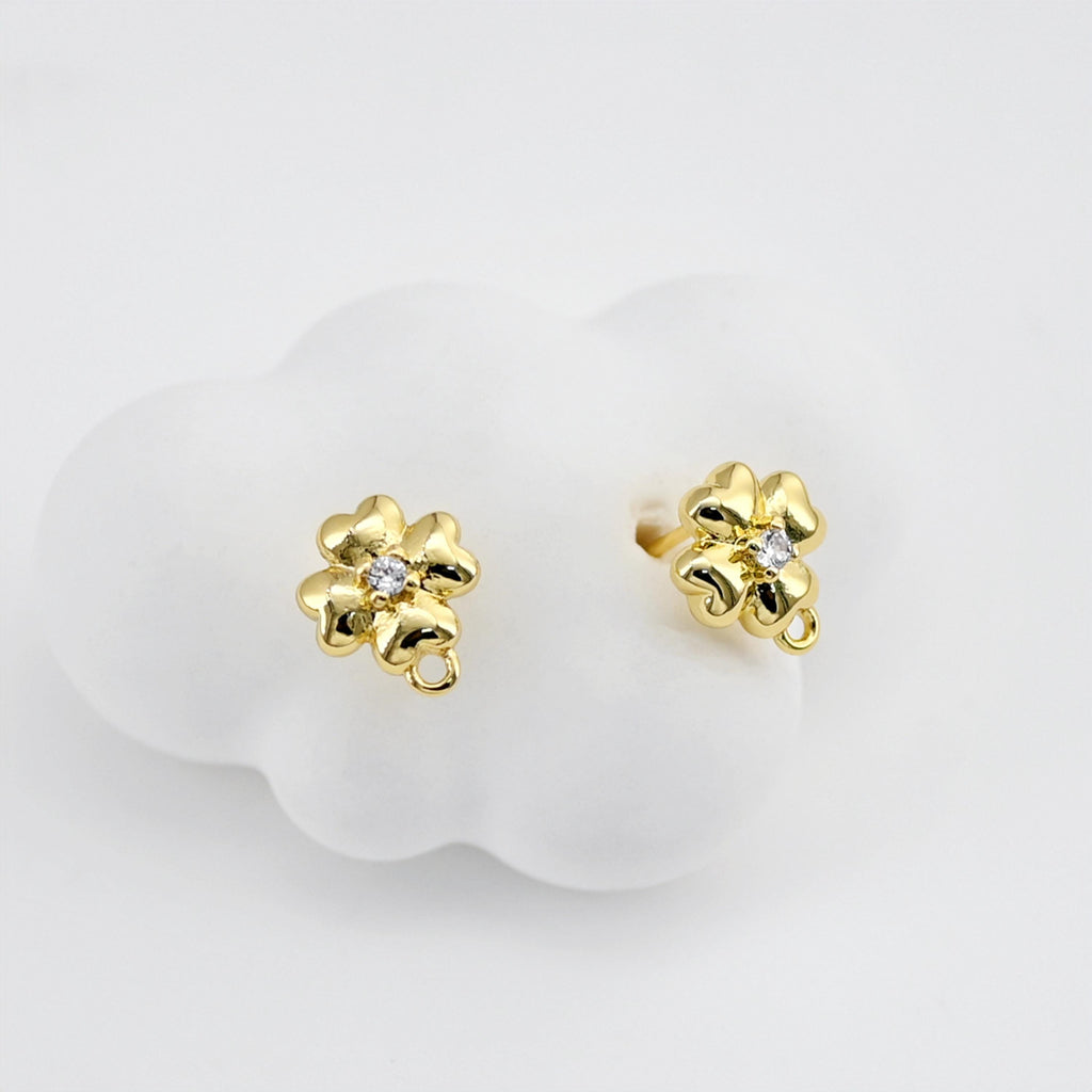 Bowtie Pave CZ Earring Post, 18K Gold/Silver Plated, S925 Silver Pin Nickel Free Earrings, Hypoallergenic Earring Findings D0399