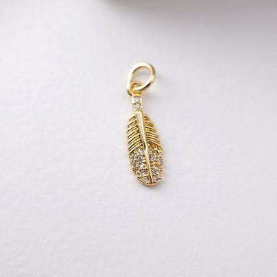 CZ Pave Leaf Charm, Leaf Pendant, 18K Real Gold Plated Brass Earring Charms, Jewelry Findings S1203