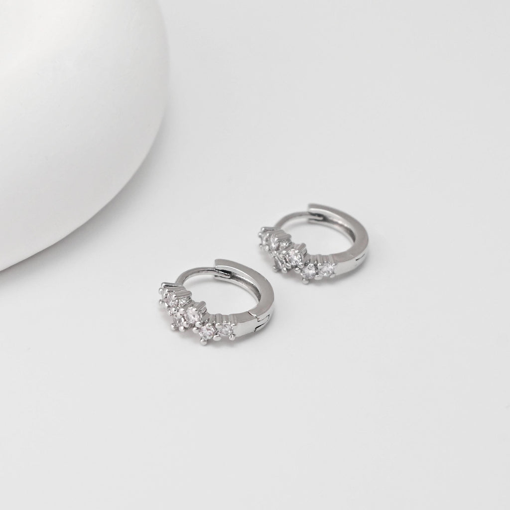 CZ Pave Flower Ear Hoop, Gold Plated Huggie Hoop Earring, Leverback Earring, DIY Earring  Findings, Handmade Earring Supplies D0531-D0539