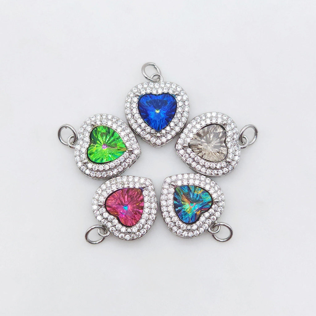 Dije de candado de corazón, colgante de corazón de cristal cúbico pavé, chapado en oro de 18 quilates, para hacer collares y pulseras, accesorios de joyería S20498
