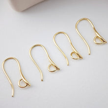 Load image into Gallery viewer, Fish Hooks, 18K Gold Plated Ear Wires, Gold Earring Earring Hooks, Ear Wires for Jewelry Making D0184