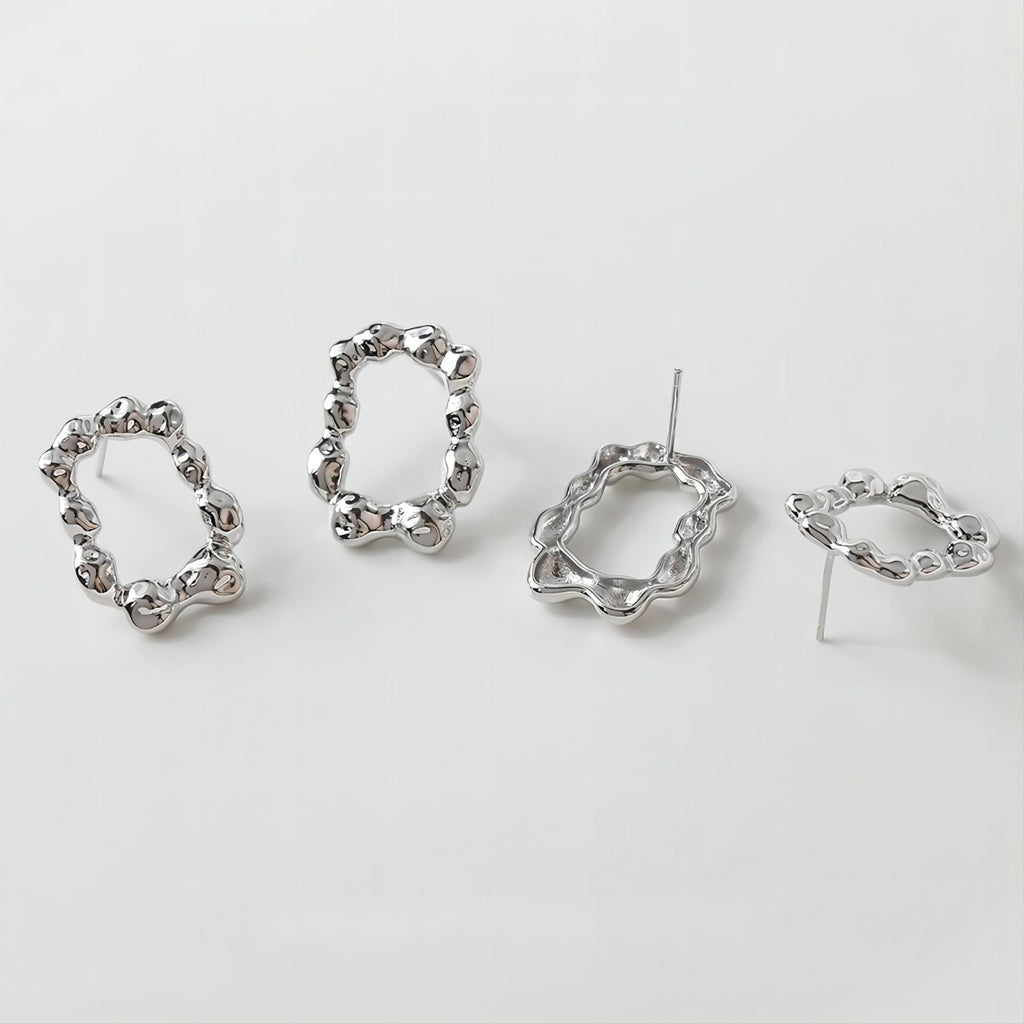 قرط مستطيل غير منتظم، ذهبي/فضي، أقراط فضة S925 خالية من النيكل، نتائج قرط متقطرة مضادة للحساسية GE051