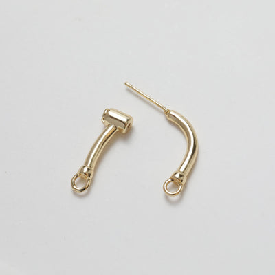 14K Gold Arch Shape Earring Post With 2 Loops, S925 Silver Ear Pin Nickel Free Earrings, Hypoallergenic Earring Findings GZ351
