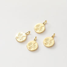 Load image into Gallery viewer, Flower Charm On Round Shape, 18K Gold/Silver Plated, Flower Pendant, Necklace Earring Making Charms, 18mm, Jewelry Findings JH022