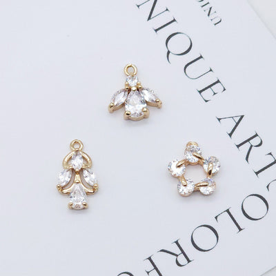 CZ Pave Tree Charm, Cubic Zircon Crystal Leaf Pendant, Bracelet Necklace Pendant, 14K Real Gold Plated Charm, Jewelry Findings ZR002-F142