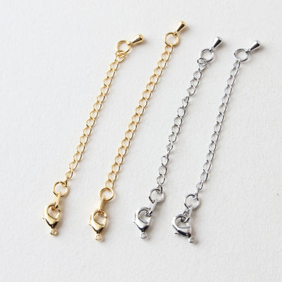 Drop Extender Chain with Lobster Claw Clasps 73mm, 14K Gold/Silver Plated Necklace Bracelet Making Findings ZZ002