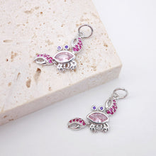 Load image into Gallery viewer, Red Cubic Crab Charms, 18K Gold Plated Micro CZ Pave Charms, 16x13mm, Summer Beach Pendant,  Earring Charms, Jewelry Findings S159