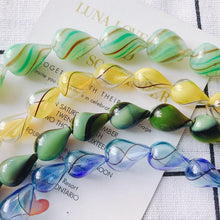 Cargar imagen en el visor de la galería, 4 cuentas de vidrio con forma de gota, globos ovalados huecos soplados a mano para hacer joyas, hallazgos de cuentas DIY MY098