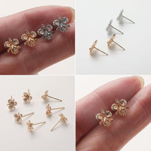 Load image into Gallery viewer, Cubic Zirconia Flower Post Earrings, Gold Plated Earring Post with Loop, Hypoallergenic, Handmade Earring Finding,DIY Earring Supplies GZ766