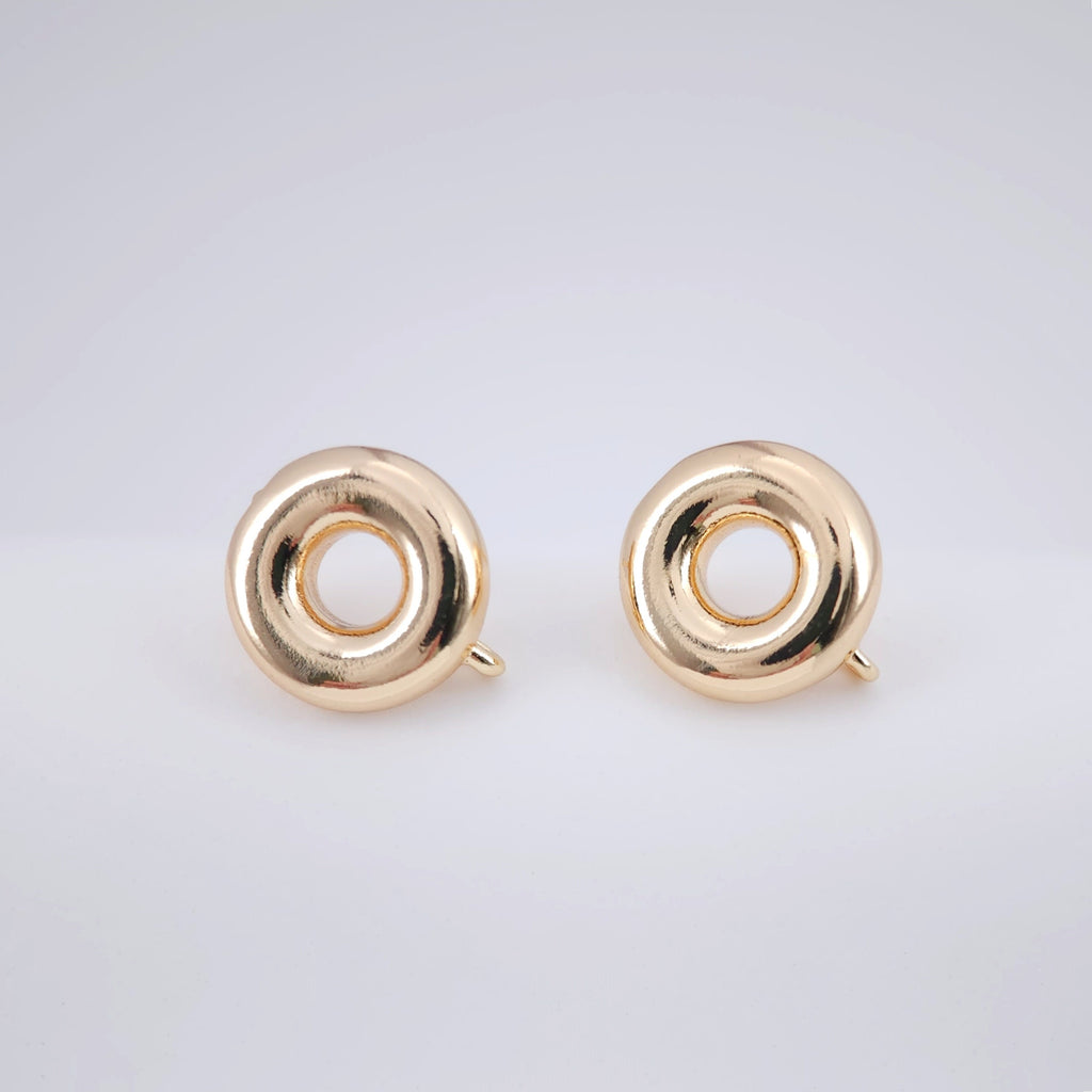 Round Geometry Earring Post, S925 Silver Pin, 18K Gold/Silver Plated, Nickel Free Earrings, Irregular Shape Ear Stud with Loop zx246