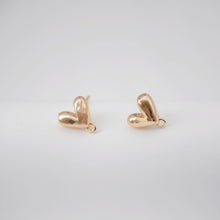 Load image into Gallery viewer, 4pcs Heart Earring Post, 8.5mm, 18k Gold, S925 Silver Ear Pin, Nickel Free, Heart Stud with Loop, Hypoallergenic Earring Findings ZX247