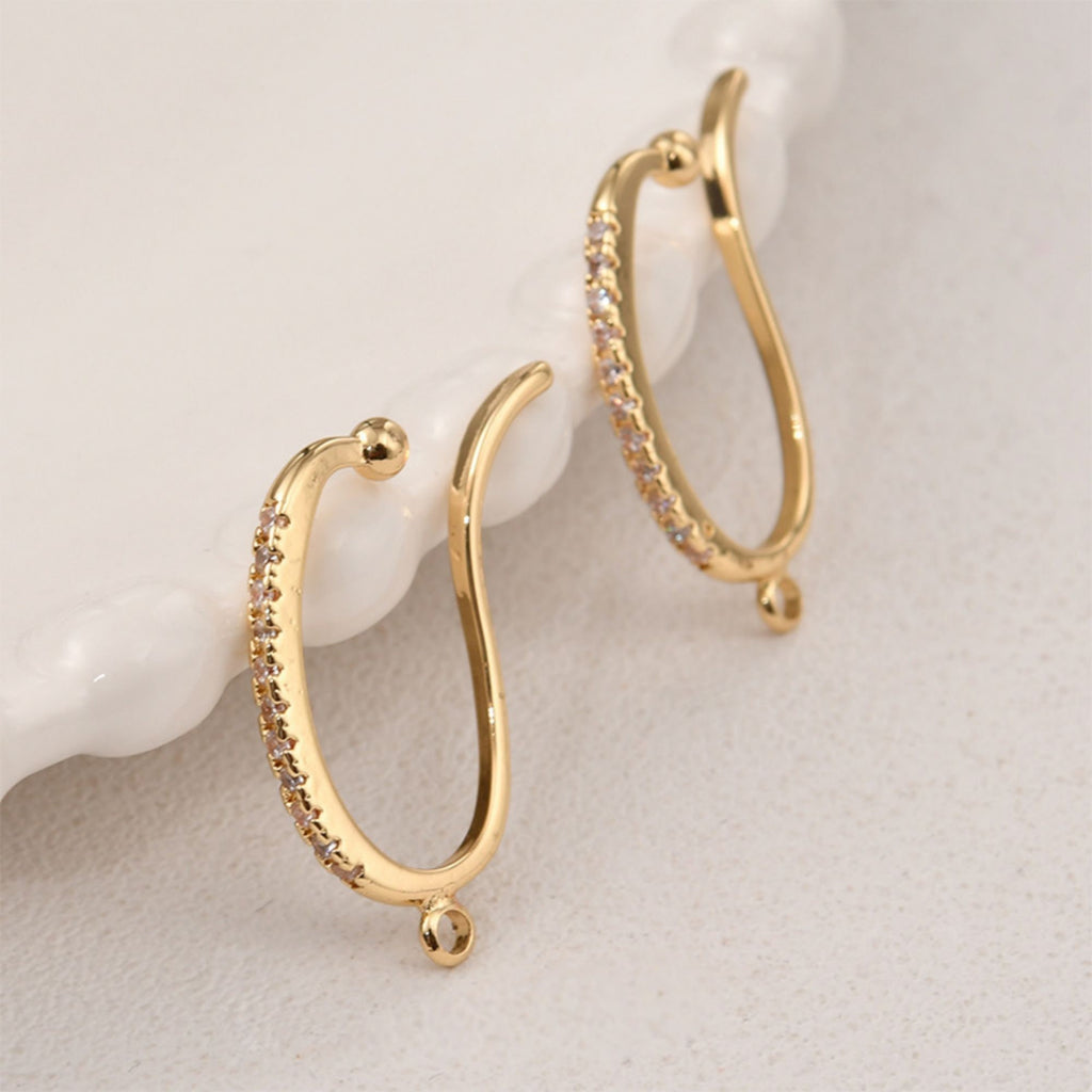 سوار أذن غير ثاقب، سوار أذن مزود بحلقة، مرصع بأحجار الزركونيا المكعبة، 26 مم، مطلي بالذهب/الفضة عيار 18 قيراطًا، أداة العثور على الأقراط بنفسك LL237