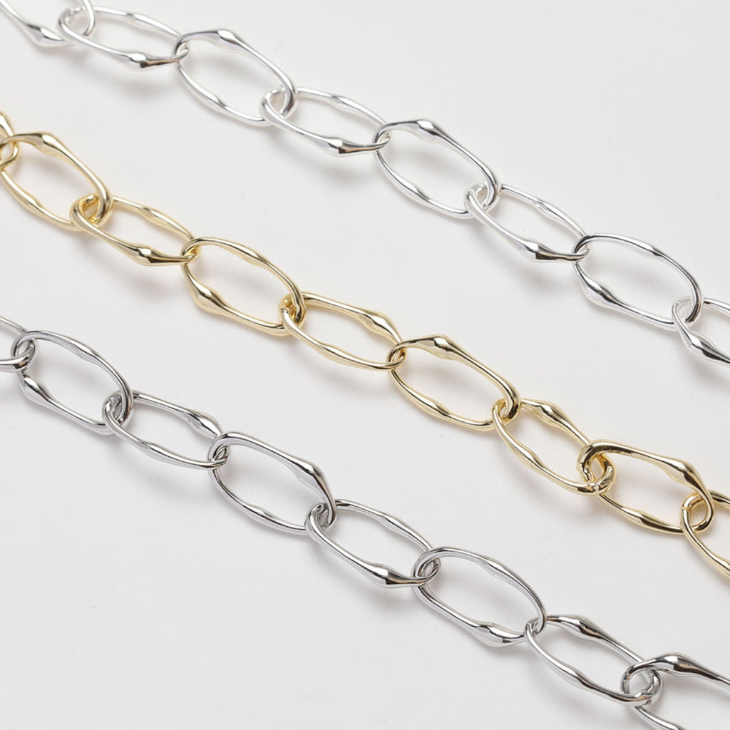 14K Gold Oval Chain Charm, Cut to Size, Necklace Bracelet Making Finding, Chain Connecor for Jewelry Making GZ264